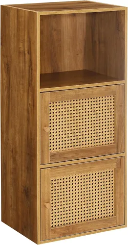 Convenience Concepts Xtra Storage - Armario de 2 puertas de tejido bohemio de 16.5 pulgadas, organizador de almacenamiento moderno con estante, 2