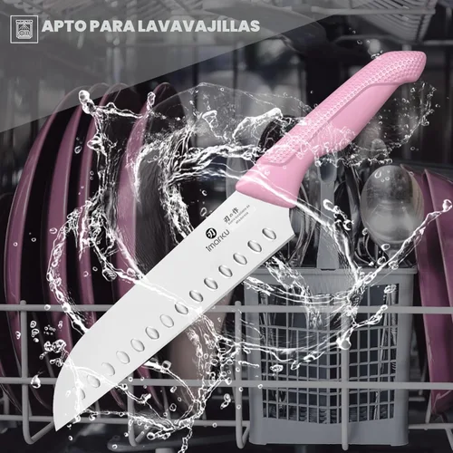 Miniatura 5 de imarku Juego de cuchillos afilados con afilador integrado, juego de cuchillos de cocina japoneses de acero inoxidable con mango ergonómico Rosa