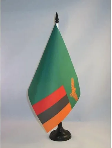 Miniatura 304 de AZ FLAG Sierra Leone Bandera de mesa 5'' x 8'' - Bandera de escritorio de Sierra Leona 21 x 14 cm - Bastón y base de plástico negro