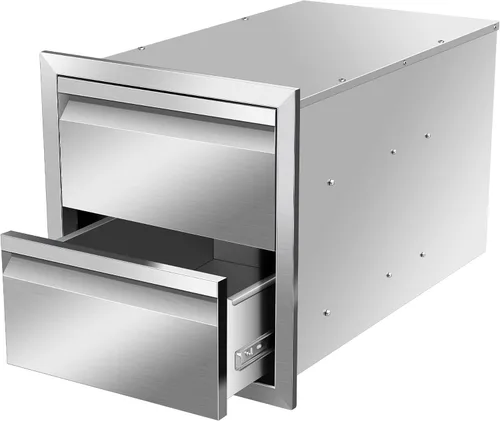 Miniatura 8 de Cajones de cocina para exteriores de 18 pulgadas de ancho x 15 pulgadas de alto x 23 pulgadas de profundidad, de acero inoxidable, cajones dobles