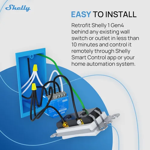 Miniatura 5 de Shelly 1 Gen4 Interruptor de relé inteligente Wi-Fi, Zigbee y Matter con contactos secos, 1 canal 16A Automatización del hogar Compatible