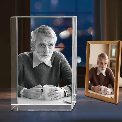 Miniatura 7 de Foto en cristal 3D de HAN'S LASER, regalo personalizado con tu propia foto, regalo único para el día del padre, regalo de matrimonio, regalo
