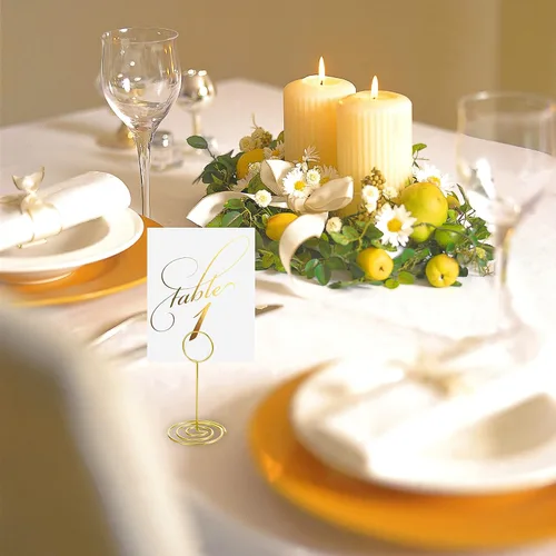 Miniatura 2 de Paquete de 20 soportes para números de mesa, tarjetero para fotos, para bodas, fiestas de cumpleaños Dorado