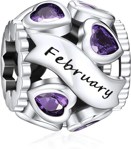 Miniatura 36 de Abalorio de plata de ley 925 con piedra natal de Ningan, abalorio de corazón para pulseras y collares, regalo de cumpleaños para mujeres y niñas