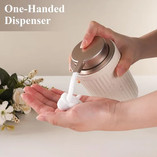 Miniatura 4 de BosilunLife Dispensador de Jabón de Manos de Espuma - Dispensador de Jabón de Espuma de Cerámica para Baño de 12 oz Dispensador de Jabón Líquido