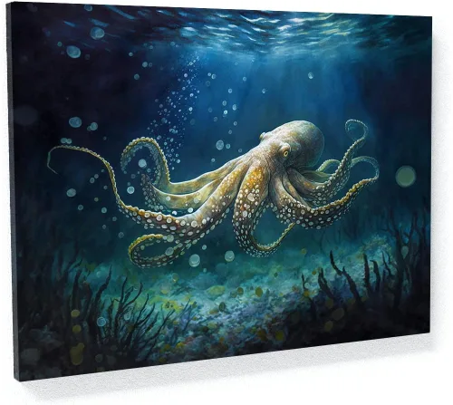 Miniatura 13 de Sense Canvas Octopus Vibrant Ocean 7 - Lienzo decorativo para decoración del hogar, póster grande de 40 x 30 pulgadas, 0.75 pulgadas
