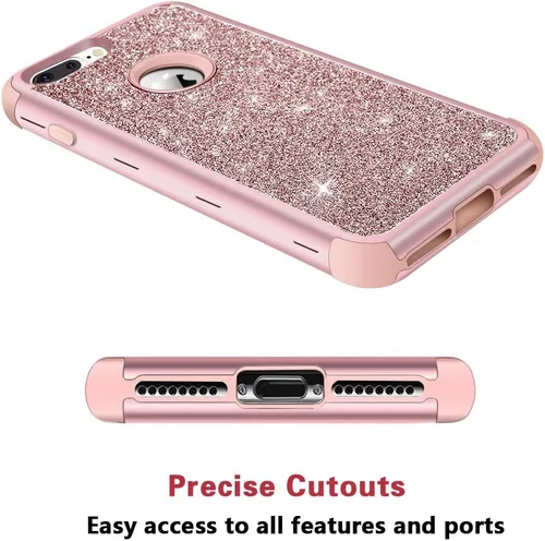 Miniatura 4 de Hython Designed for iPhone 8 Plus, iPhone 7 Plus Case, Heavy Duty Defender con brillantina, carcasa rígida híbrida, a prueba de golpes, goma