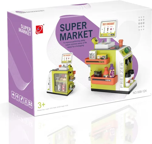 Miniatura 7 de Juego de caja registradora para niños – 48 piezas de dinero de simulación, calculadora, escáner, tarjeta de crédito y comida de juego para niños