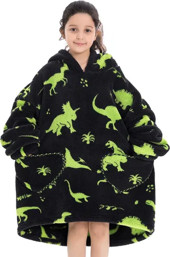 Miniatura 20 de Manta con Capucha Vestible para Niños de 4-12 Años, Manta con Capucha de Animales de Tamaño Grande, Súper Suave, Cómoda, Cálida, Franela de Rainbow