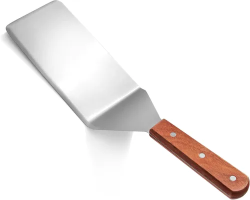 Miniatura 2 de New Star Foodservice 36350 Volteador/Espátula para Parrilla Extra Grande con Mango de Madera con Borde de Corte y Hoja de 4 Pulgadas de Ancho, 16
