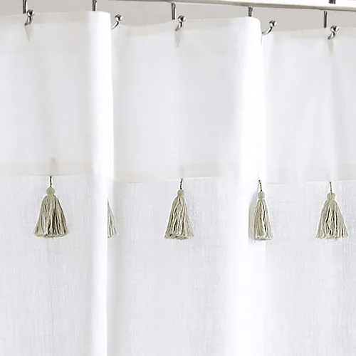 Miniatura 2 de Panama Stripe Cortina de ducha 100% tela de algodón para baño, de 72 x 72 pulgadas /182.88 x 182.88 cm. Gris pardo