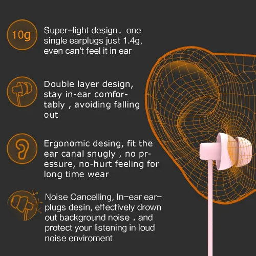Miniatura 5 de MAXROCK (TM Total Suave Silicona Auriculares con Micrófono para Dormir y Viajar, Ideal para Celulares, Tabletas y Jack de 3,5 mm (Rosa Claro)