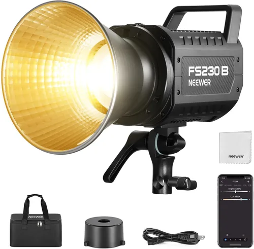 Miniatura 14 de NEEWER FS150 Luz de Vídeo LED 2.4G/Control APP, Luz Continua Silenciosa de 130W 5600K COB Luz Diurna para Fotografía con 4 Tipos de Atenuación