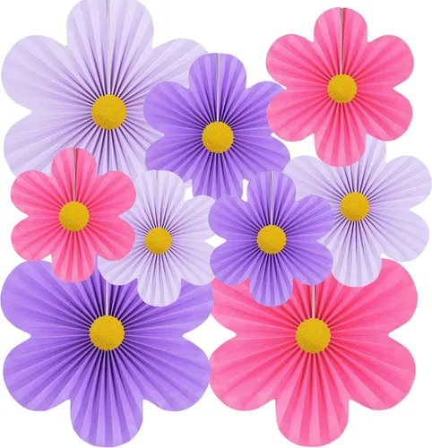 Miniatura 9 de Decoraciones de Fiesta Pastel Decoraciones de Flores de Papel para Pared de Aula Abanicos de Papel Telón de Fondo Floral Decoración de Pared