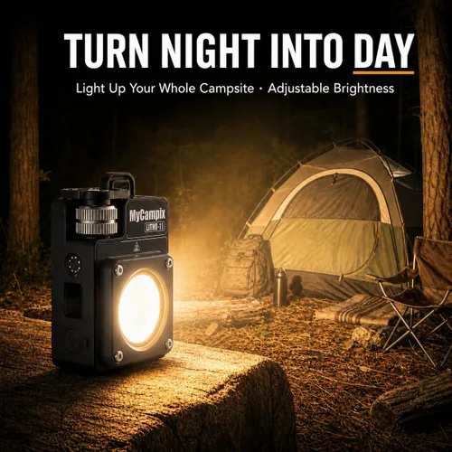 Miniatura 4 de MyCompix - Linterna de camping portátil, linterna LED ajustable de 3500 lúmenes, recargable con tiempo de funcionamiento y pantalla de 2.5 a 15