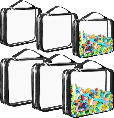 Miniatura 9 de Sanwuta 6 paquetes de bolsas de almacenamiento para juguetes, estuches organizadores de PVC con cremallera, contenedor impermeable