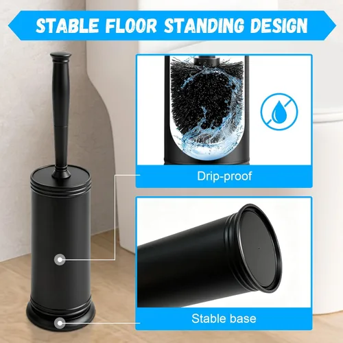 Miniatura 4 de AONEZ Plastic Toilet Brush, Toilet Brush and Holder Set with Long Handle, Covered Holder and Hard Bristles, Toilet Cleaner Brush for Bathroom and
