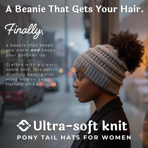 Miniatura 117 de Funky Junque - Gorro para mujer con ranura para cola de caballo