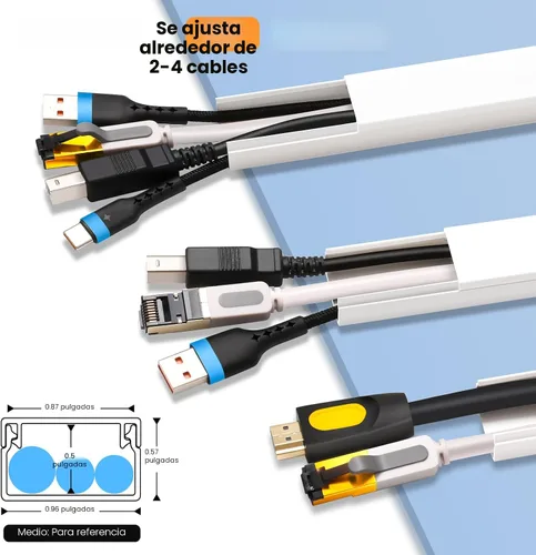 Miniatura 2 de YesBes Kit de ocultador de cable de 116 pulgadas, cubiertas de cable para cables en la pared, canaleta de cables pintable, protector de cable