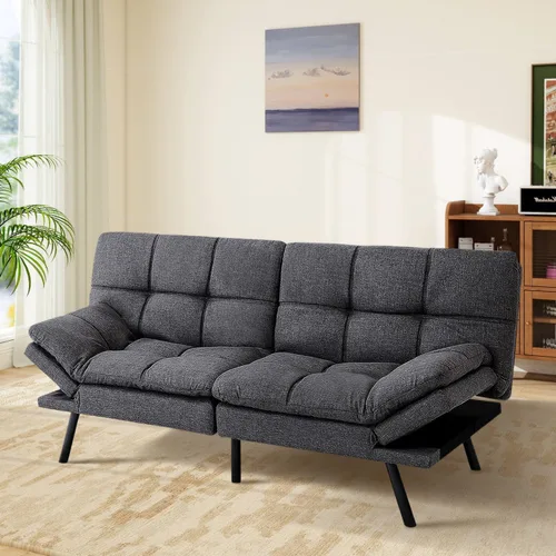 Miniatura 10 de MUUEGM Sofá cama futón de espuma viscoelástica, moderno sofá de oficina, cama convertible para espacios pequeños, apartamento, oficina, con respaldo