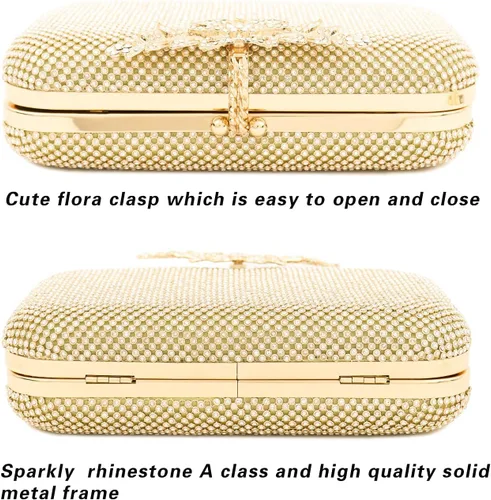 Miniatura 6 de Bolso de noche para mujer, bolso de cristal con diamantes de imitación y monederos de mano para mujer, elegante bolsa de noche formal, fiesta