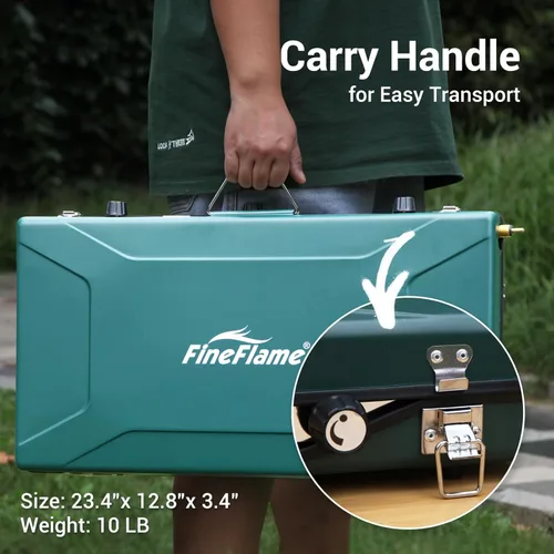 Miniatura 3 de FineFlame Estufa de campamento, 3 quemadores, estufa de campamento portátil de propano con regulador, encendido instantáneo con botón, quemadores