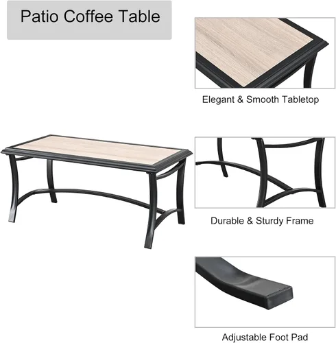 Miniatura 4 de LOKATSE HOME Juego de 2 sofás de dos plazas para exteriores con mesa de centro rectangular