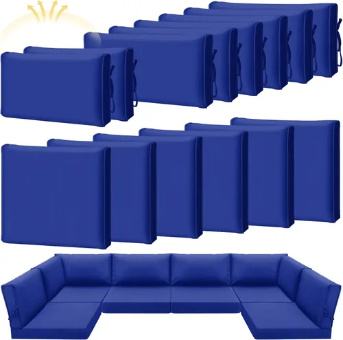 Miniatura 8 de Patelai 14 fundas impermeables para cojines de patio al aire libre, de 24 x 24 pulgadas, a prueba de rayos UV, fundas de asiento seccionales