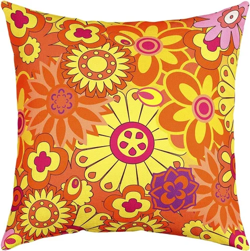Miniatura 8 de Erosebridal Groovy Flower Power - Funda de almohada de 16 x 16 pulgadas, bonita funda de almohada floral bohemia de los años 60S y 70S, funda