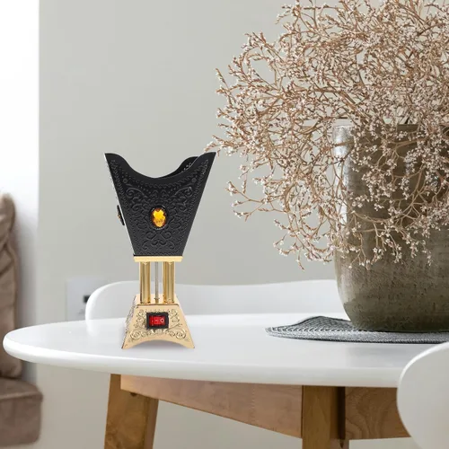 Miniatura 4 de Cabilock Quemador de incienso eléctrico Bakhoor enchufable con diseño de metal hueco para el hogar, oficina, spa, yoga, aromaterapia, mesa