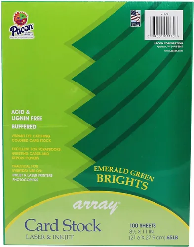 Pacon Cartulina, verde esmeralda, 8-1/2" x 11", 100 hojas
