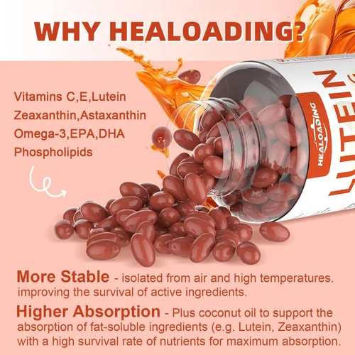 Miniatura 4 de Cápsulas blandas de suplemento de luteína y zeaxantina: vitaminas y suplementos para los ojos con vitaminas C, E, Omega 3, luteína y zeaxantina