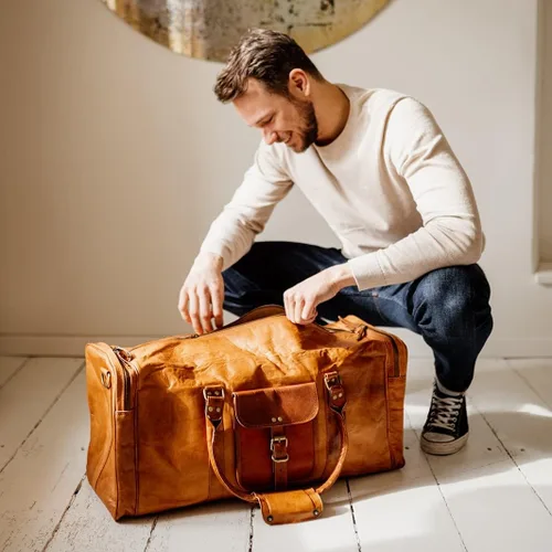 Miniatura 5 de Berliner Bags Bolsa de lona de cuero vintage New York para viajes o el gimnasio, bolsa de noche para hombres y mujeres, Marrón XXL, Vintage