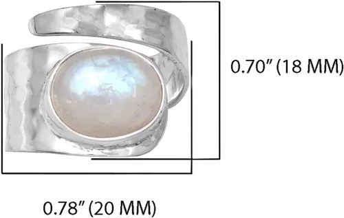 Miniatura 5 de YoTreasure Anillo de plata de ley 925 con piedra lunar de 0.394 x 0.472in
