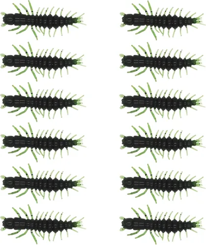 Miniatura 11 de Eupheng Señuelos de pesca Hellgrammite de 2"/3", señuelos de pesca de plástico suave súper realistas para Ned Jig Drop Shot Rig, cantidad de 20