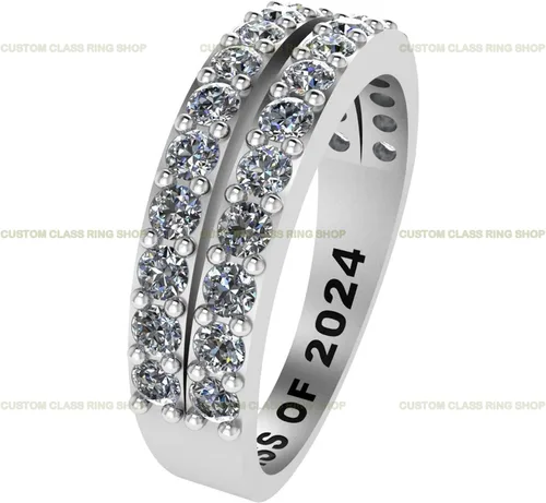 Miniatura 2 de Anillo personalizado de plata de ley para escuela secundaria y universidad, oro de 10 quilates, oro de 14 quilates, con certificación GRA