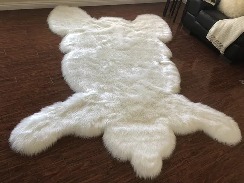 Miniatura 10 de LAMBZY - Alfombra de piel de oveja sintética súper suave hipoalergénica sedosa, estilo peluche de oso, para sala de estar, habitación de niños, sofá