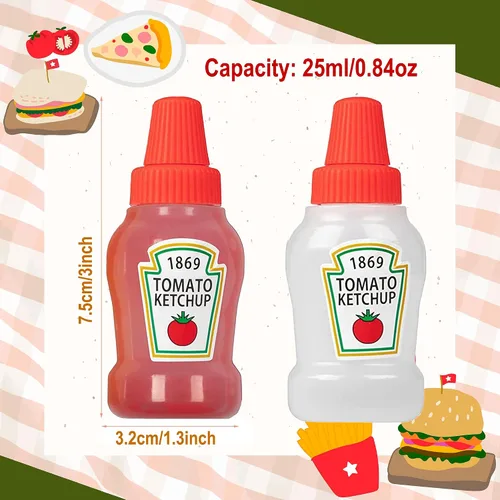 Miniatura 3 de Mini botella de ketchup para accesorios de caja Bento, botellas exprimibles de condimentos de 1 onza, recipiente de plástico vacío para aderezos