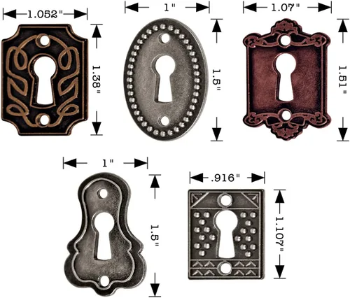 Miniatura 2 de Tim Holtz Idea-ology Ojales de metal con cierres largos, 5 agujeros, 10 cierres largos, varios tamaños, acabados antiguos, TH92718, marrón