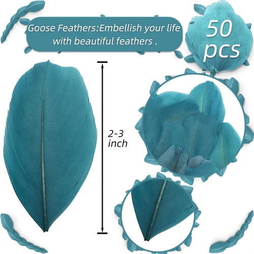 Miniatura 2 de 50 plumas de ganso naturales, plumas artesanales de 2 a 3 pulgadas para centros de mesa, plumas coloridas a granel para fiestas de Gatsby, vestidos
