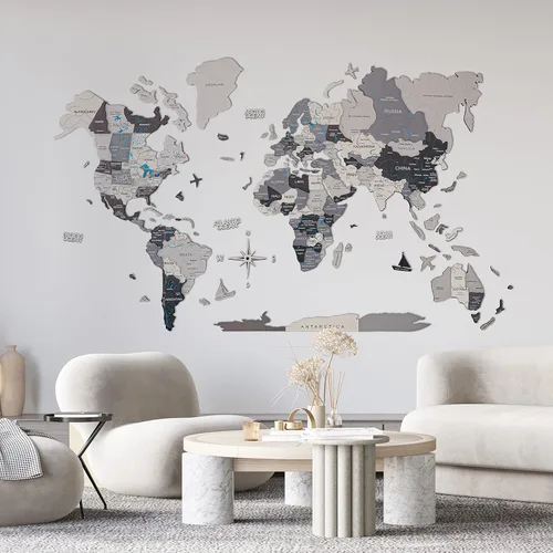 Miniatura 8 de Arte de pared de madera 3D hecho a mano con mapa del mundo, decoración de pared grande, rastrea tus viajes por el mundo, especial para el hogar
