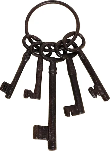 Llave de esqueleto grande vintage de hierro antiguo para decoración de pirata, fiesta de Halloween, decoración del hogar, 8 pulgadas