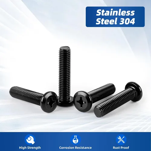 Miniatura 2 de M4-0.7 x 8 mm Tornillos de cabeza plana para muebles, pernos de acero inoxidable 304 con acabado negro, rosca completa, 50 piezas