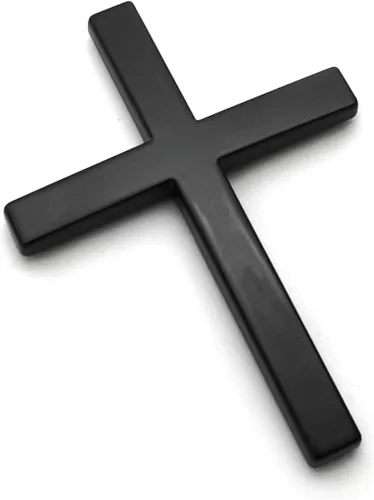 Miniatura 2 de PTDecals 1 calcomanía de metal sólido con emblema de cruz cristiana de Jesús para automóvil, decoración de guardabarros laterales (negro)