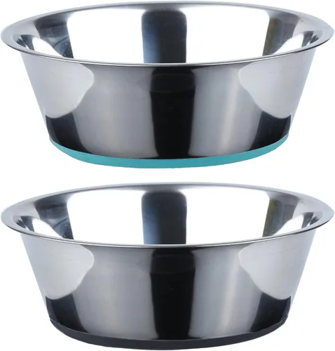 PEGGY11 Cuencos Profundos de Acero Inoxidable Antideslizantes para Perros - Paquete de 2, 2 Tazas
