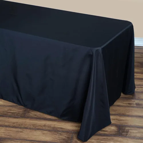 Miniatura 2 de Tableclothsfactory Manteles rectangulares de poliéster de esquina redonda 90 "x 132" - Negro
