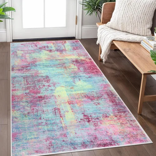 Miniatura 120 de IOHOUZE Alfombra pequeña abstracta de 2 x 3 pies, alfombra de entrada lavable para entrada interior, alfombras con respaldo de goma, alfombra gris