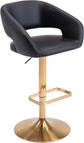 Miniatura 16 de Vogue Furniture Direct Taburete de bar ajustable con respaldo y brazos huecos, moderno taburete giratorio de piel sintética, silla de barra de Negro
