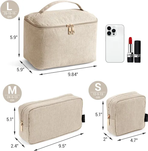 Miniatura 2 de MAGEFY Pequeña bolsa de maquillaje para bolso, mini bolsa de cosméticos de pana, linda bolsa cosmética para mujeres con bolsillos deslizantes