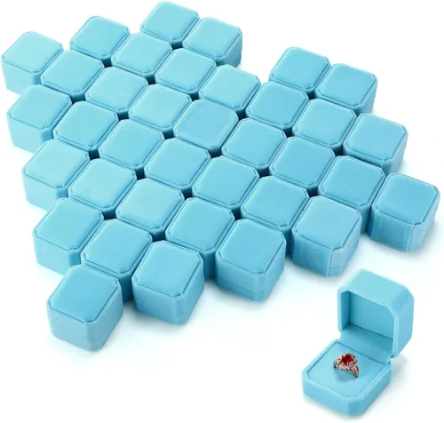 Miniatura 15 de Laumoi Caja de terciopelo para anillos de 36 piezas para ceremonia de boda, cajas de joyería de compromiso, estuche de exhibición para anillos